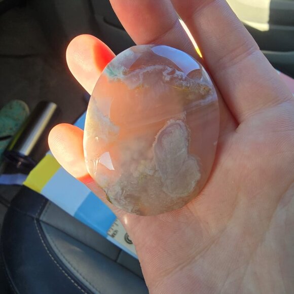 Flower Agate Crystal Palm Stone [G] - Picture 2 of 3